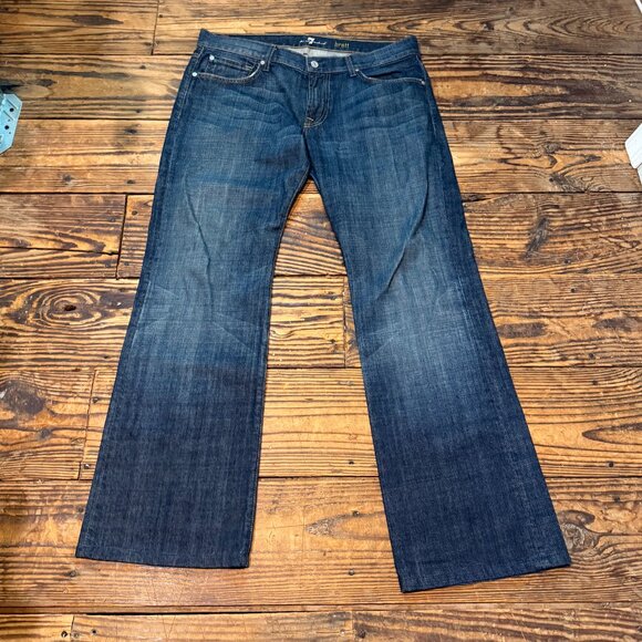 Seven 7 For All Mankind Brett Jeans 36x32 Dark Blue RARE VTG Made in USA EUC - Picture 1 of 12